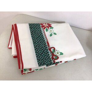 Large White Vintage Christmas Tablecloth 80 X 58